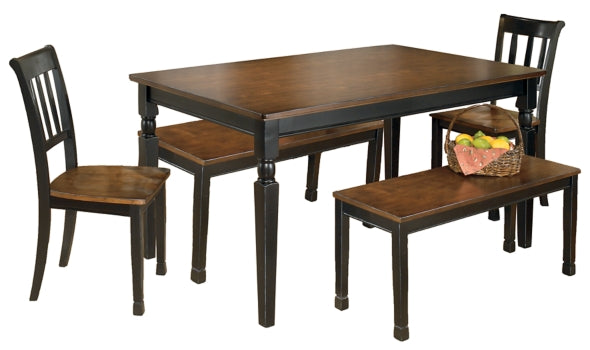 Owingsville Dining Table and 2 Chairs and 2 Benches - furniture place usa