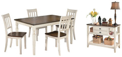 Whitesburg Dining Table and 4 Chairs with Storage - furniture place usa