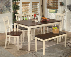 Whitesburg Dining Table and 4 Chairs and Bench - furniture place usa