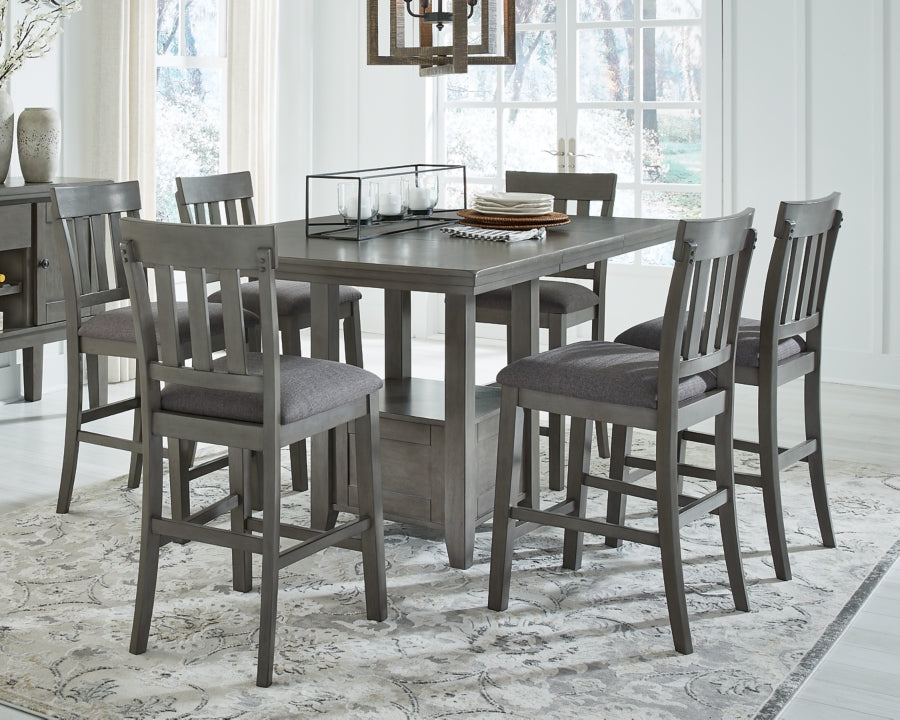 Hallanden Counter Height Dining Table and 6 Barstools with Storage - furniture place usa