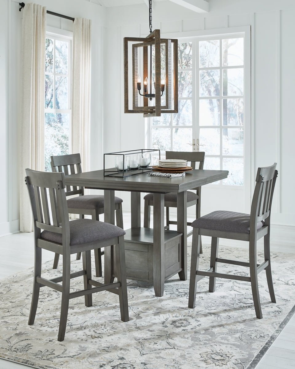 Hallanden Counter Height Dining Table and 4 Barstools with Storage - furniture place usa
