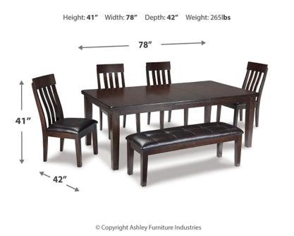 Haddigan Dining Table and 4 Chairs and Bench - furniture place usa