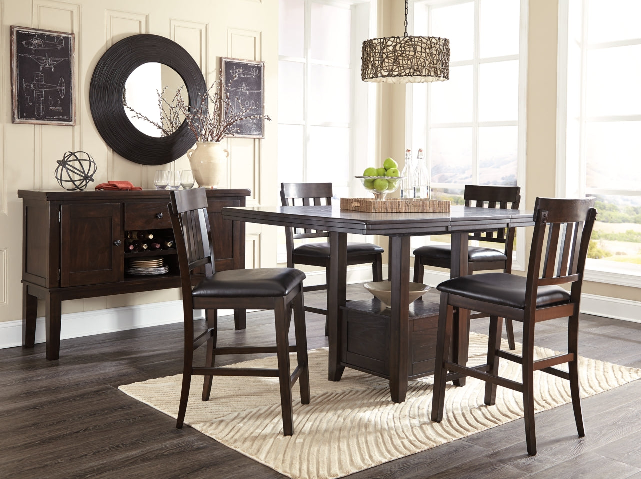 Haddigan Counter Height Dining Table and 4 Barstools with Storage - furniture place usa