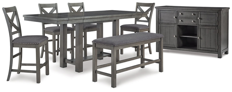 Myshanna Counter Height Dining Table and 4 Barstools and Bench with Storage - furniture place usa