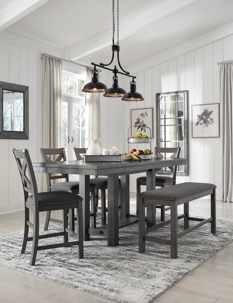 Myshanna Counter Height Dining Table and 4 Barstools and Bench - furniture place usa