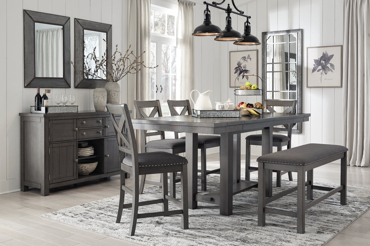 Myshanna Counter Height Dining Table and 4 Barstools and Bench with Storage - furniture place usa