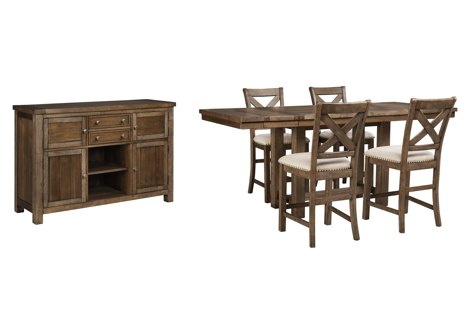 Moriville Counter Height Dining Table and 4 Barstools with Storage - furniture place usa