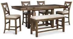 Moriville Counter Height Dining Table and 4 Barstools and Bench - furniture place usa