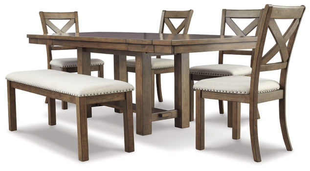 Moriville Dining Table and 4 Chairs and Bench - furniture place usa