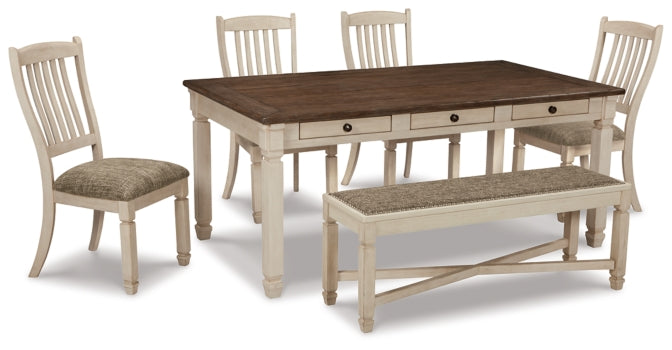 Bolanburg Dining Table and 4 Chairs and Bench - furniture place usa
