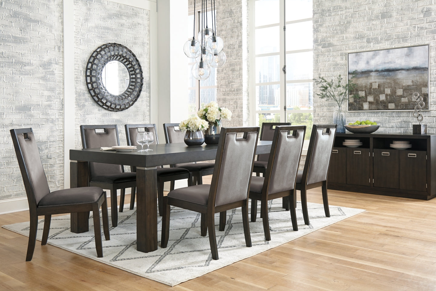 Hyndell Dining Table and 8 Chairs with Storage - furniture place usa