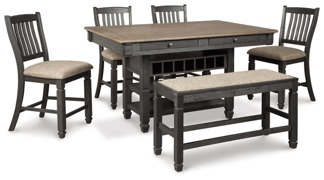 Tyler Creek Counter Height Dining Table and 4 Barstools and Bench - furniture place usa