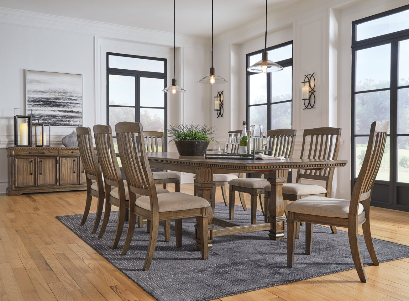 Markenburg Dining Table and 8 Chairs with Storage - PKG014206 - furniture place usa
