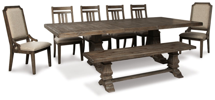 Wyndahl Dining Table and 6 Chairs and Bench - furniture place usa