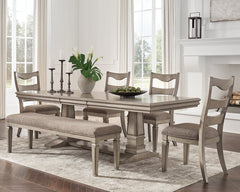 Lexorne Dining Table and 4 Chairs and Bench - furniture place usa