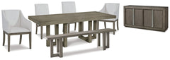 Anibecca Dining Table and 4 Chairs and Bench with Storage - furniture place usa