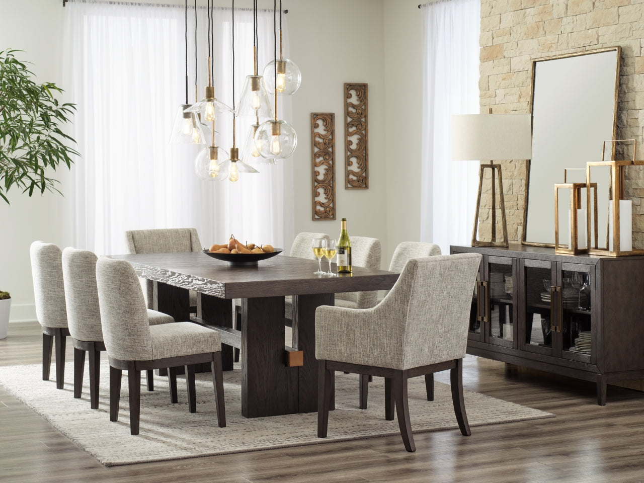 Burkhaus Dining Table and 8 Chairs with Storage - PKG013374 - furniture place usa