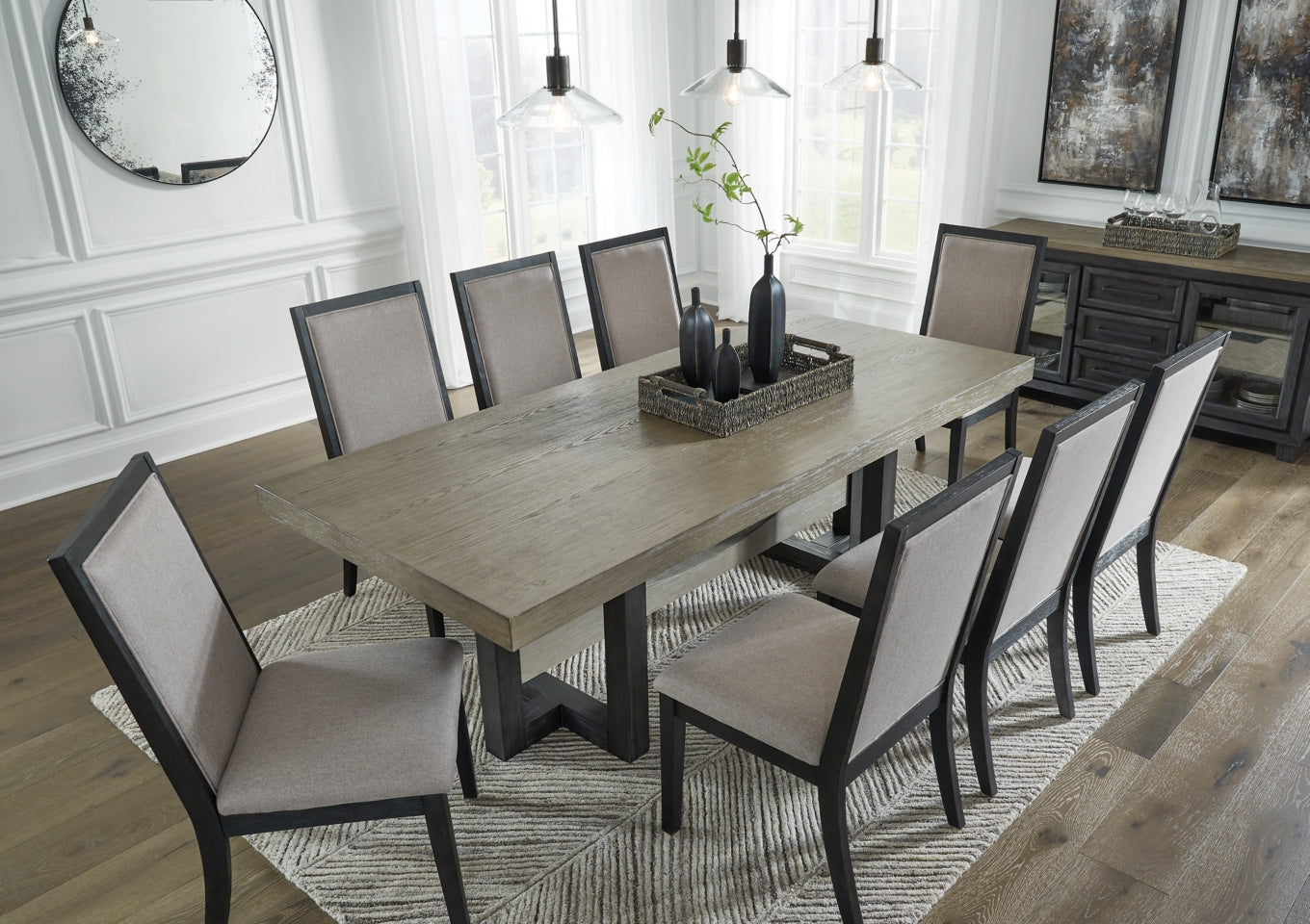 Foyland Dining Table and 8 Chairs - furniture place usa