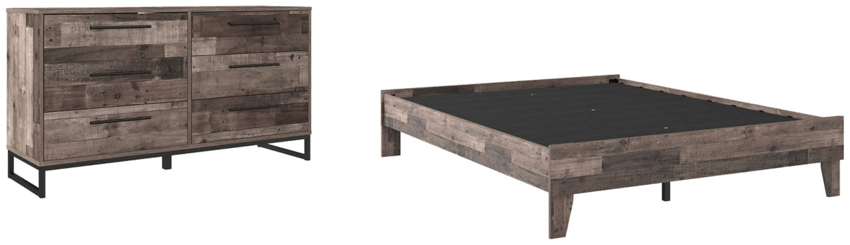 Neilsville Queen Platform Bed with Dresser - PKG009077 - furniture place usa