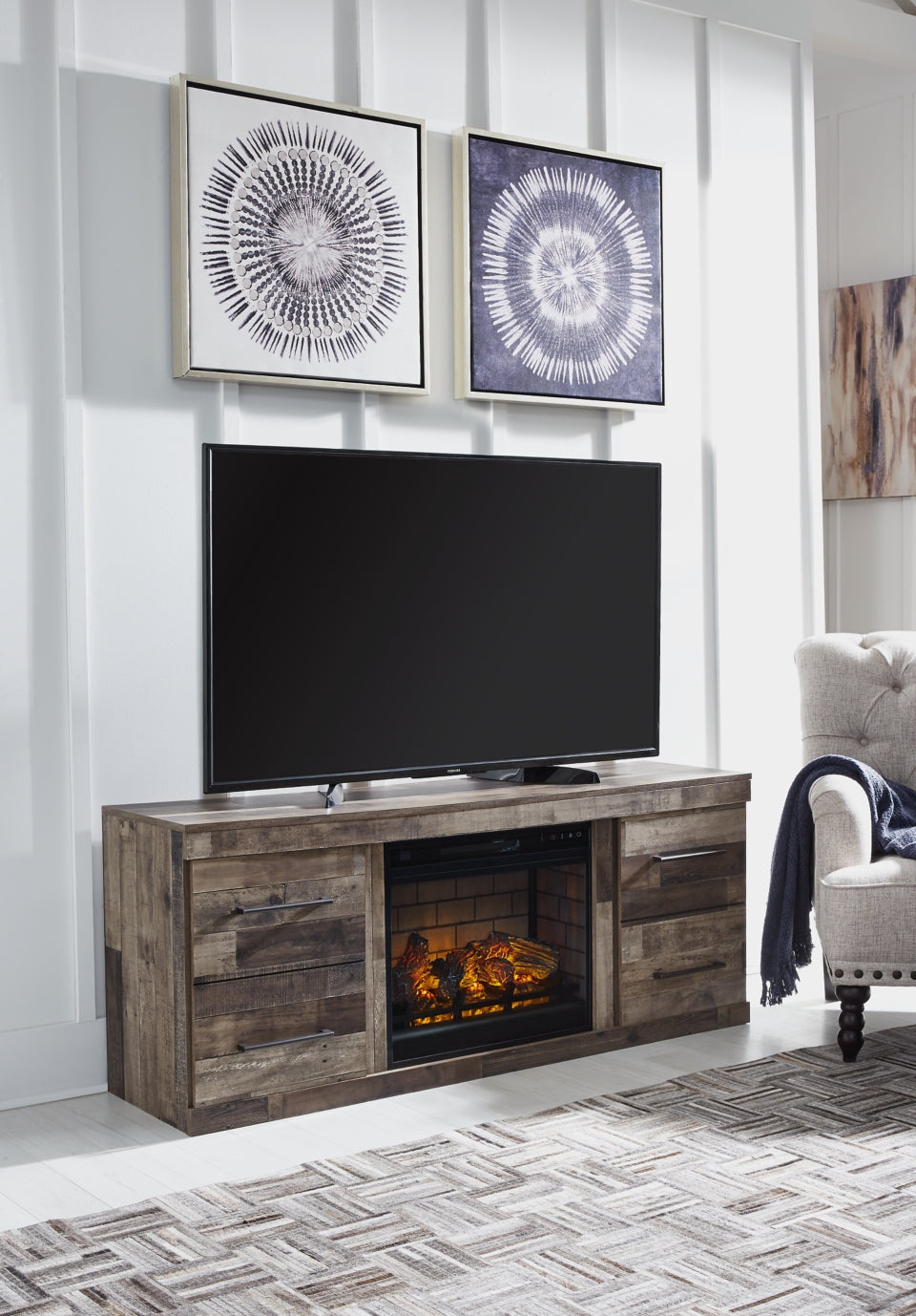 Derekson TV Stand with Electric Fireplace - furniture place usa