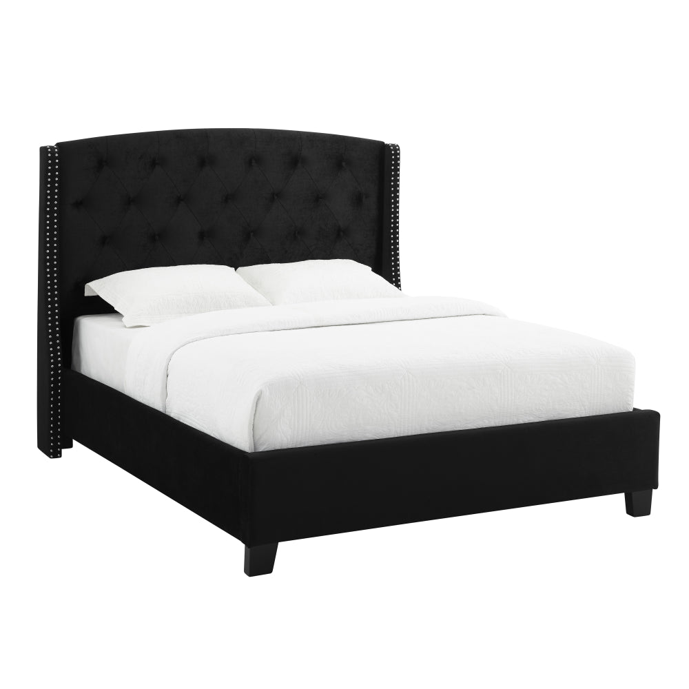 EVA QUEEN HEADBOARD/FOOTBOARD-BLACK, EVA /QUEEN RAIL -GREY - furniture place usa