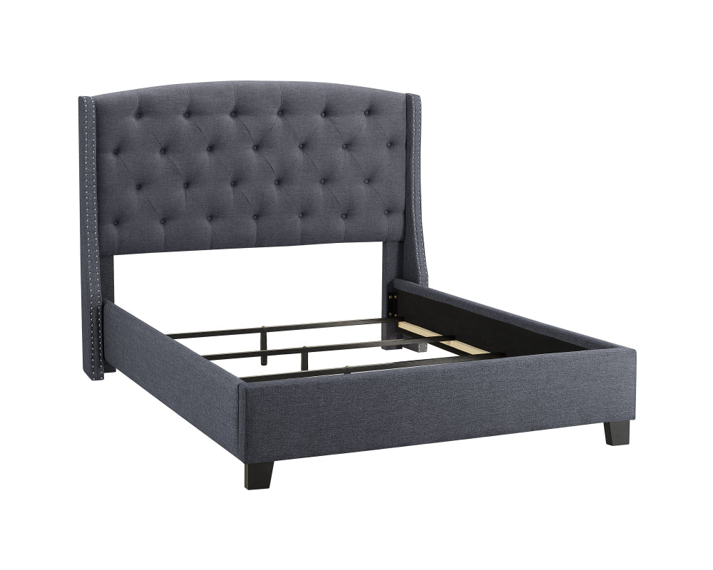 EVA QUEEN HEADBOARD/FOOTBOARD -GREY, EVA /QUEEN RAIL - BLACK - furniture place usa