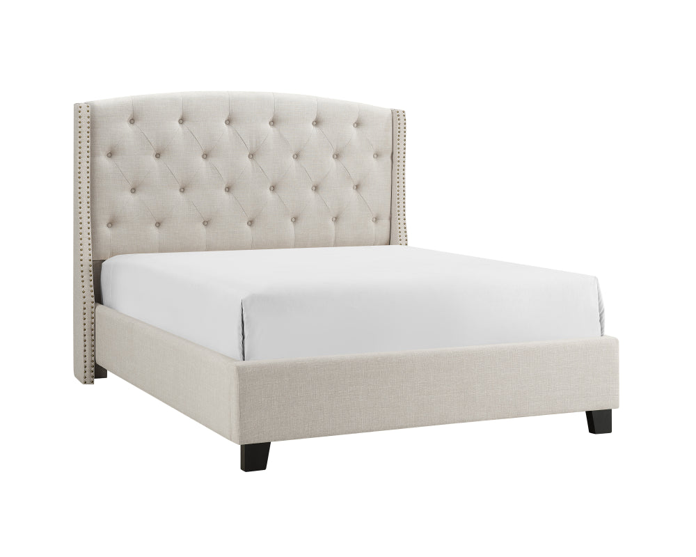 EVA KING HEADBOARD/FOOTBOARD -IVORY, EVA KING/ RAIL -GREY - furniture place usa