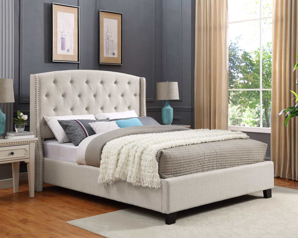 EVA KING HEADBOARD/FOOTBOARD -IVORY, EVA KING/ RAIL -GREY - furniture place usa