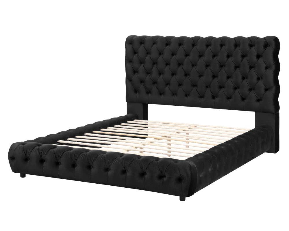 FLORY Q. HEADBOARD/FOOTBOARD -BLACK, FLORY /QUEEN RAIL - BLACK - furniture place usa