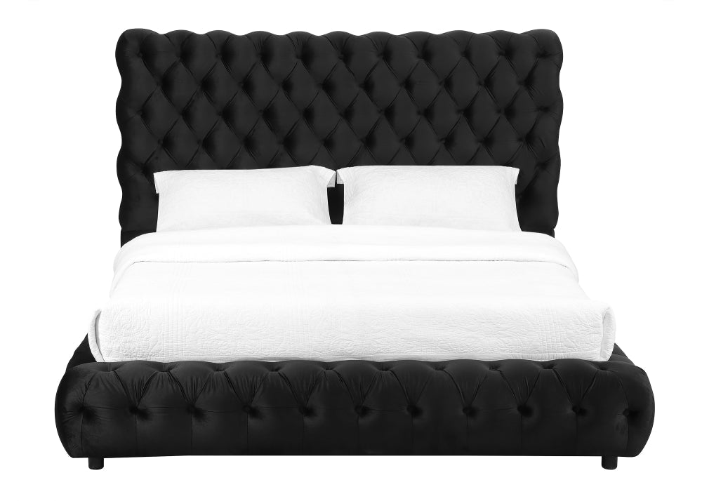 FLORY Q. HEADBOARD/FOOTBOARD -BLACK, FLORY /QUEEN RAIL - GREY - furniture place usa