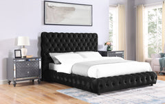 FLORY Q. HEADBOARD/FOOTBOARD -BLACK, FLORY /QUEEN RAIL - BLACK - furniture place usa