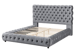 FLORY Q. HEADBOARD/FOOTBOARD -GREY, FLORY /QUEEN RAIL - BLACK - furniture place usa