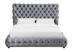 FLORY Q. HEADBOARD/FOOTBOARD -GREY, FLORY /QUEEN RAIL - BLACK - furniture place usa