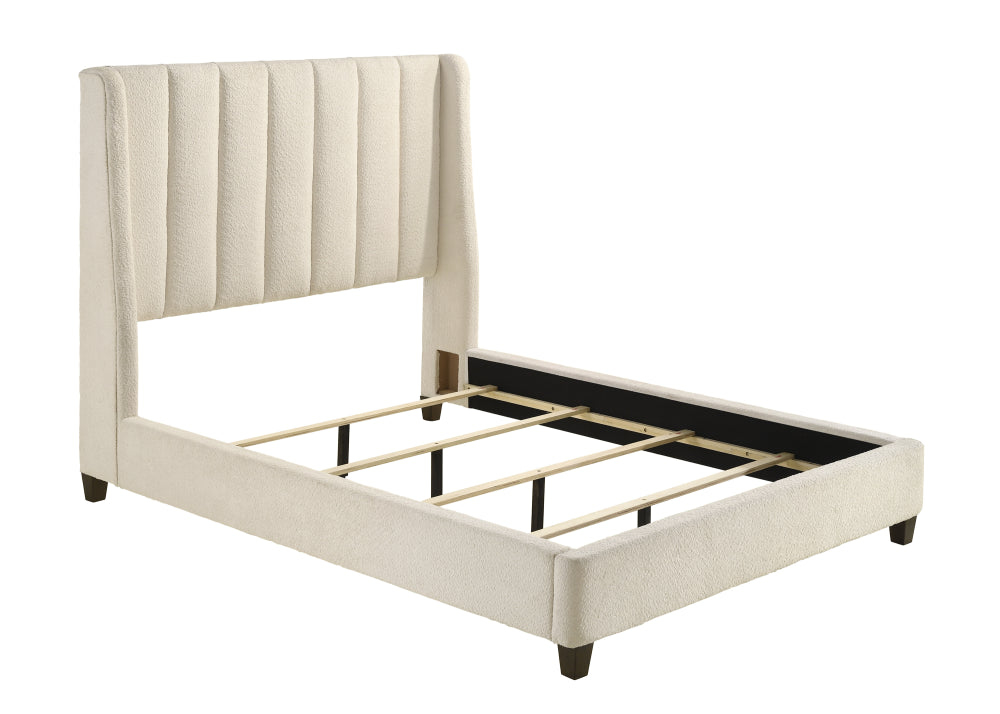 AGNES KING BOUCLE HB/FB WHITE, AGNES KING/ BOUCLE RAIL CHARCO - furniture place usa