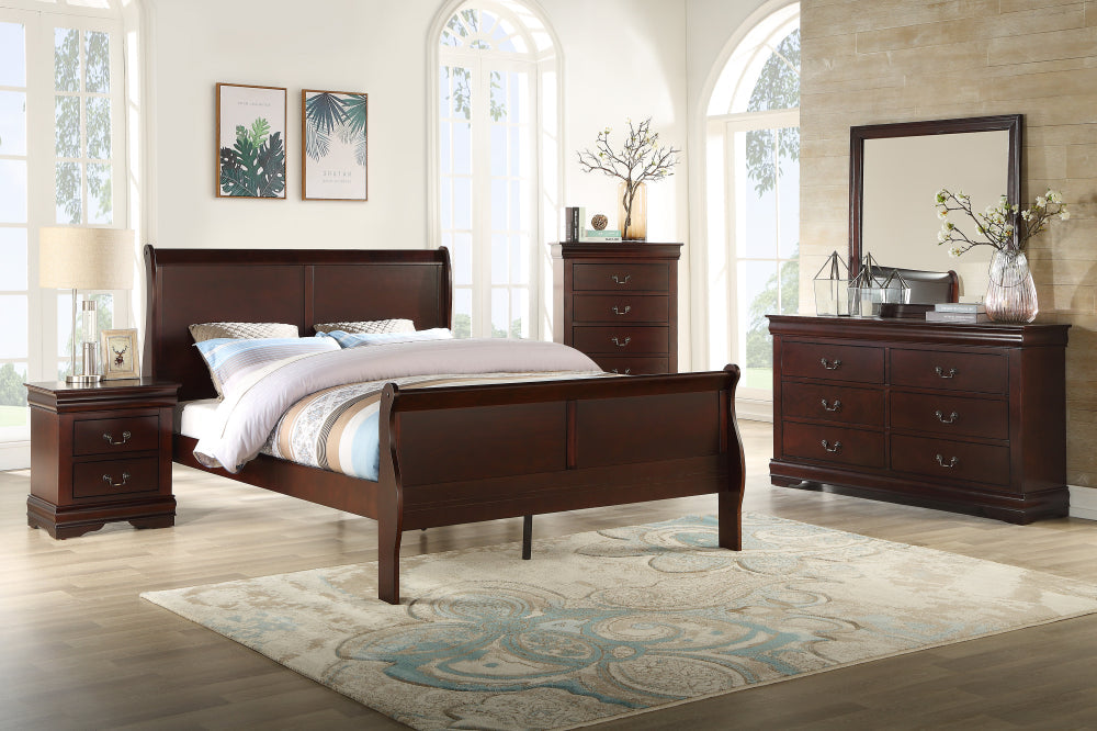 LOUIS PHILIP QUEEN HB/FB CHERRY, LOUIS PHILIP  RAIL CHERRY - furniture place usa