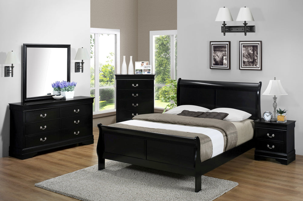 LOUIS PHILIP HB/FB K/D BLACK, RAIL FOR B3900-T BED K/D BLACK - furniture place usa