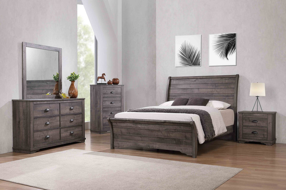 CORALEE KING HEADBOARD GREY, CORALEE KING FOOTBOARD GREY, CORALEE KING/ RAIL GREY - furniture place usa