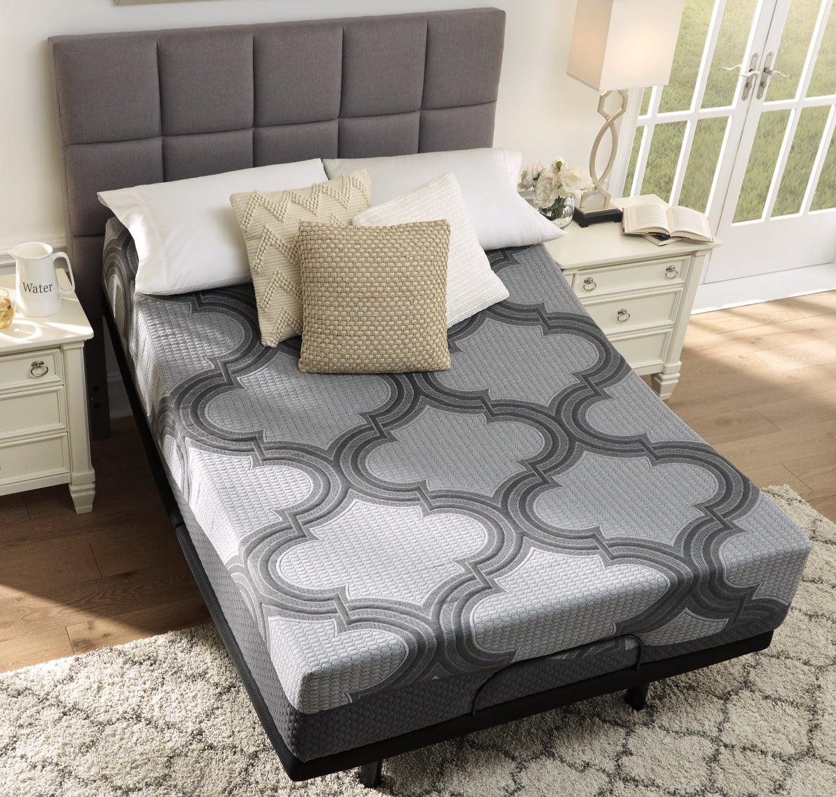 12 Inch Ashley Hybrid Queen Adjustable Base and Mattress - furniture place usa