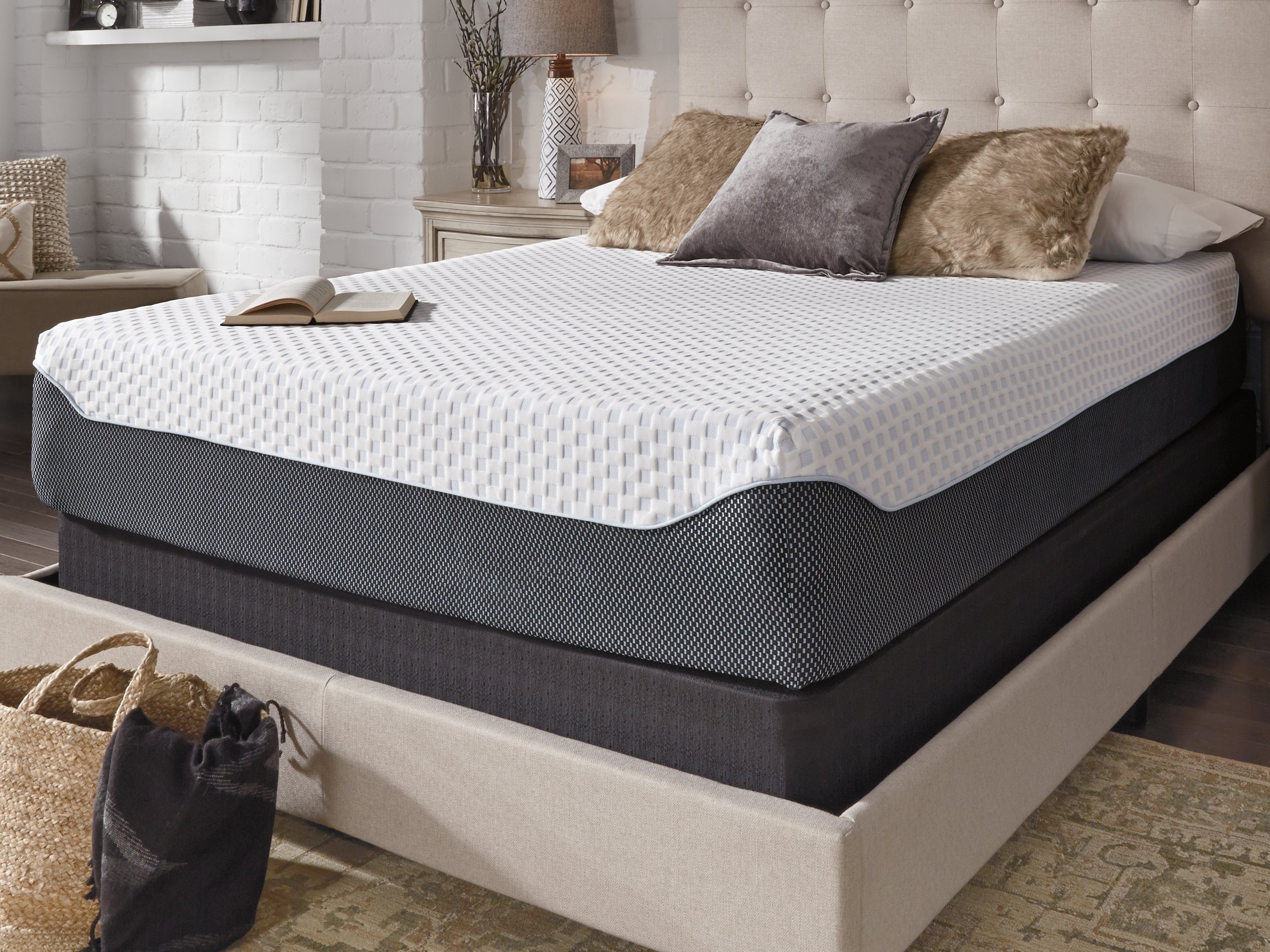 12 Inch Chime Elite King Memory Foam Mattress in a box with Better than a Boxspring 2-Piece King Foundation - furniture place usa