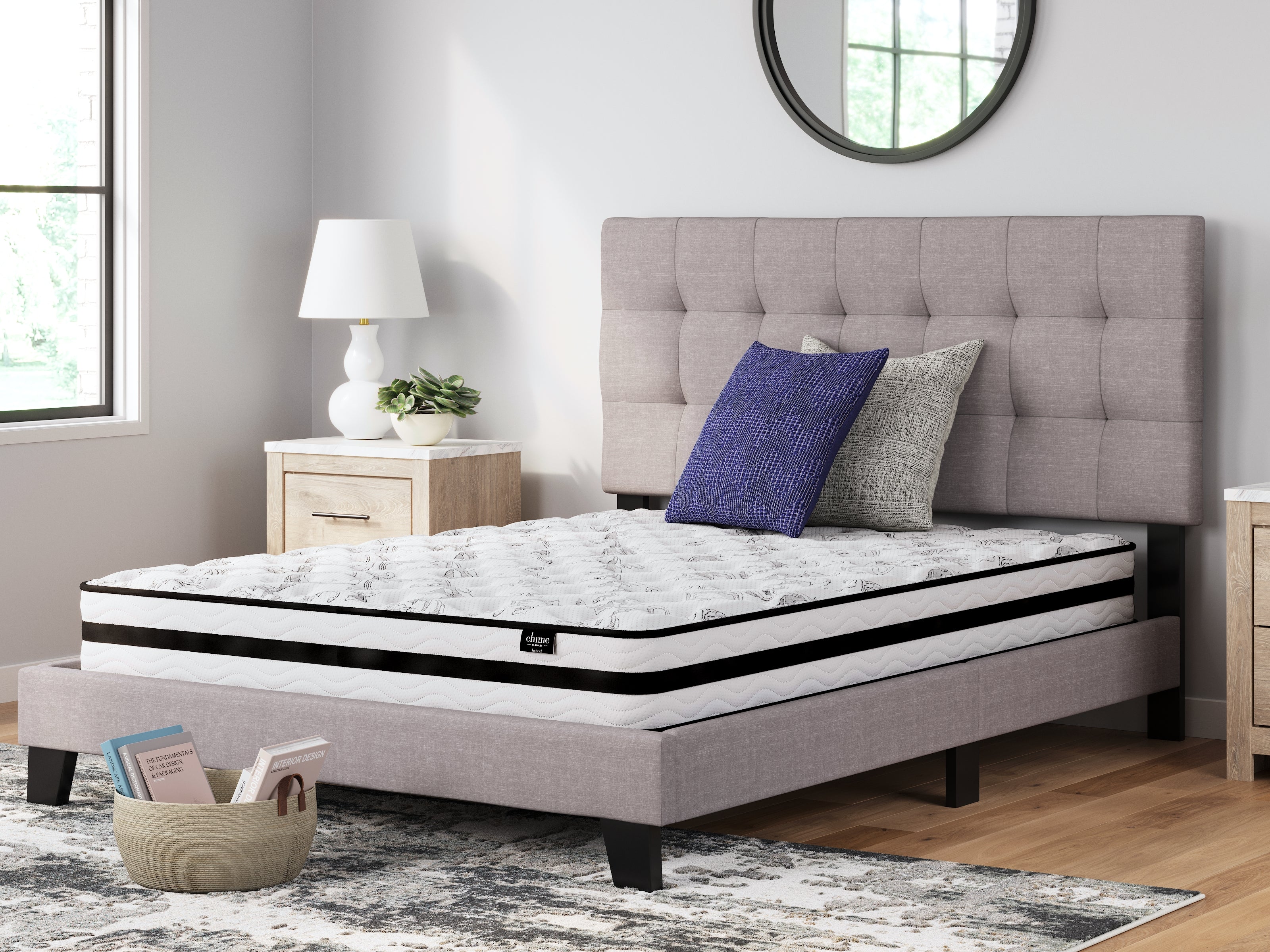 8 Inch Chime Innerspring Queen Mattress in a Box with Adjustable Head Queen Base - furniture place usa