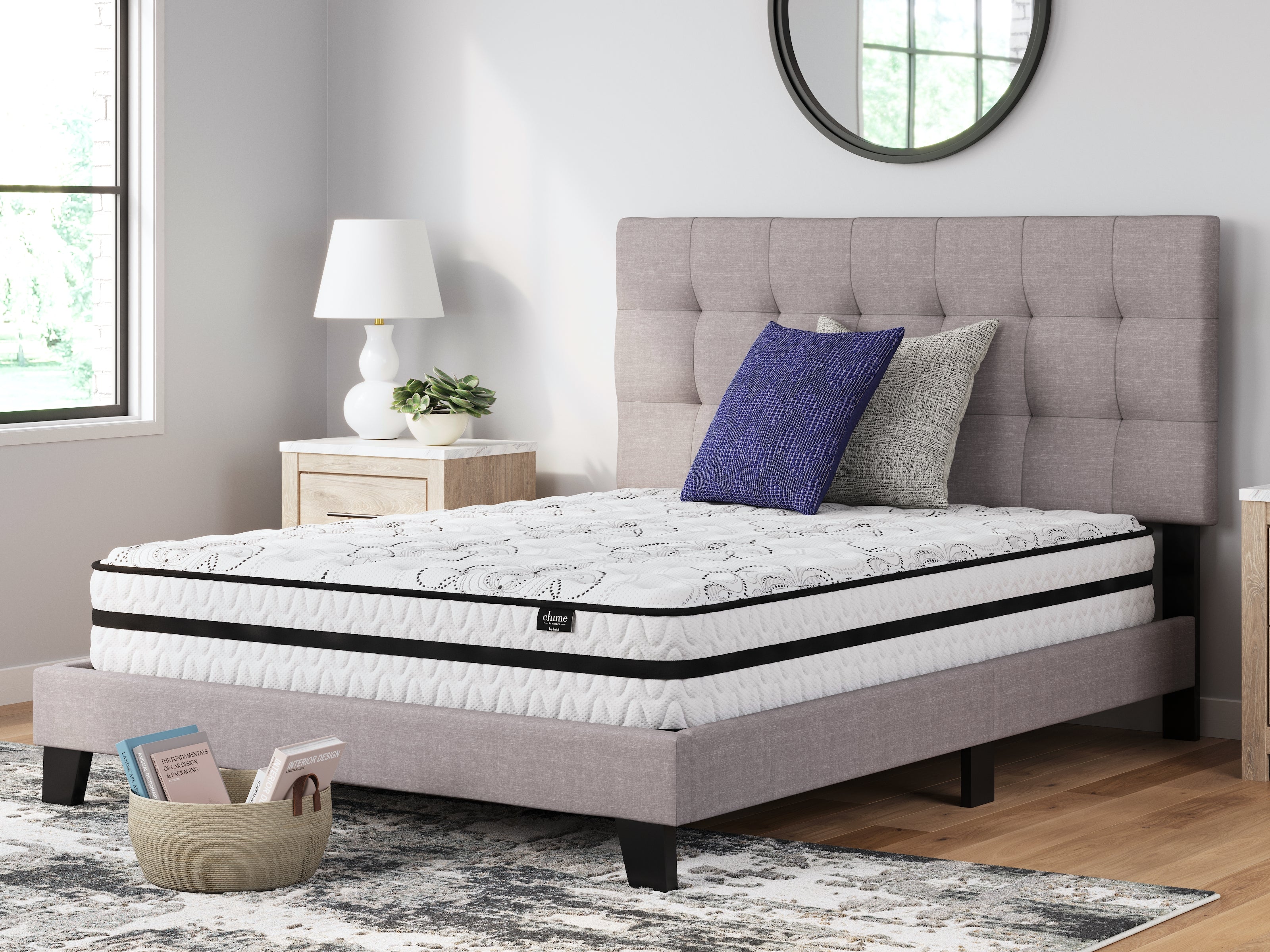 Chime 10 Inch Hybrid Queen Mattress in a Box with Head-Foot Model Best Queen Adjustable Base - furniture place usa