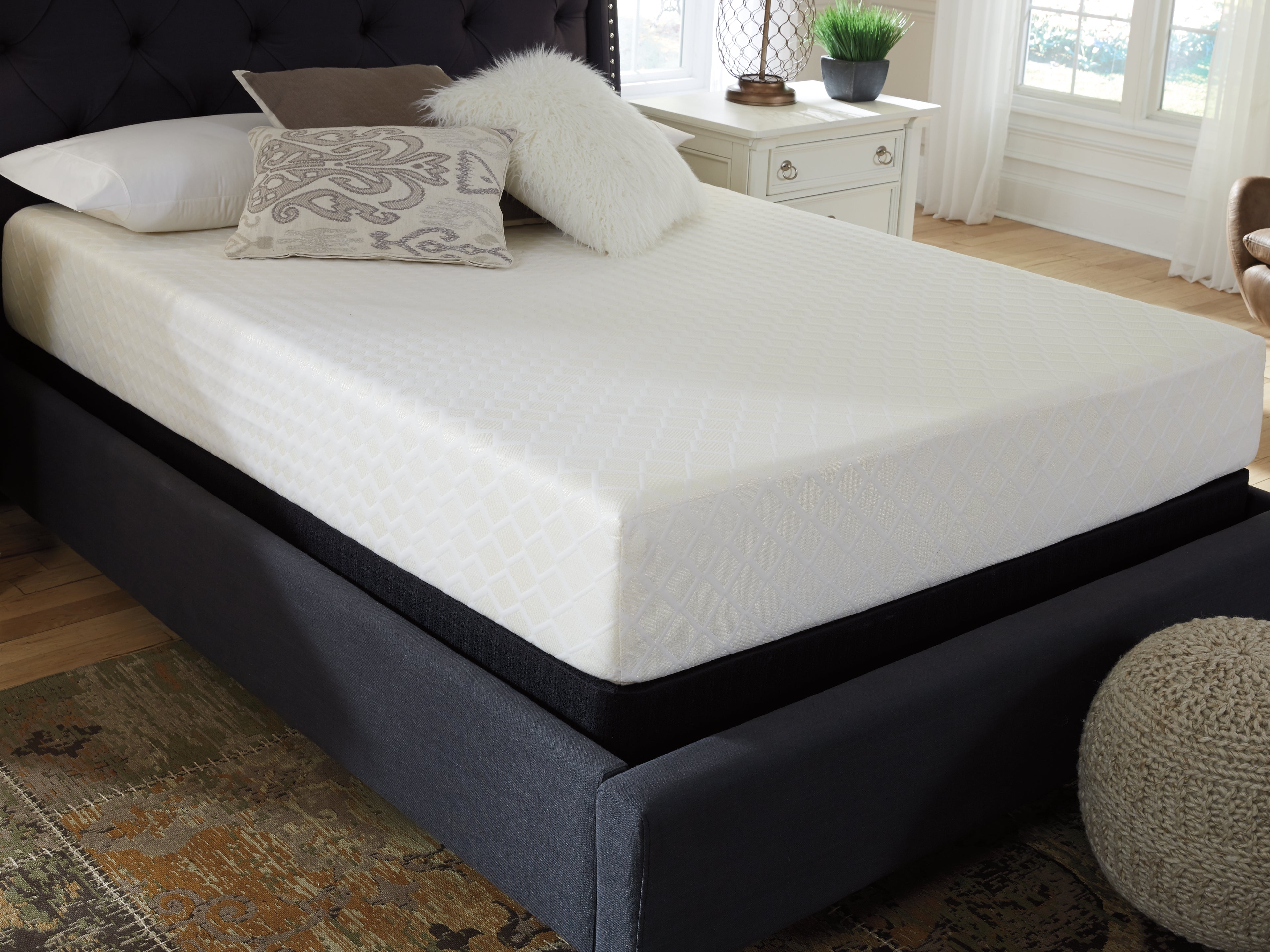 10 Inch Chime Memory Foam King Mattress in a Box with Head-Foot Model-Good King Adjustable Base - furniture place usa