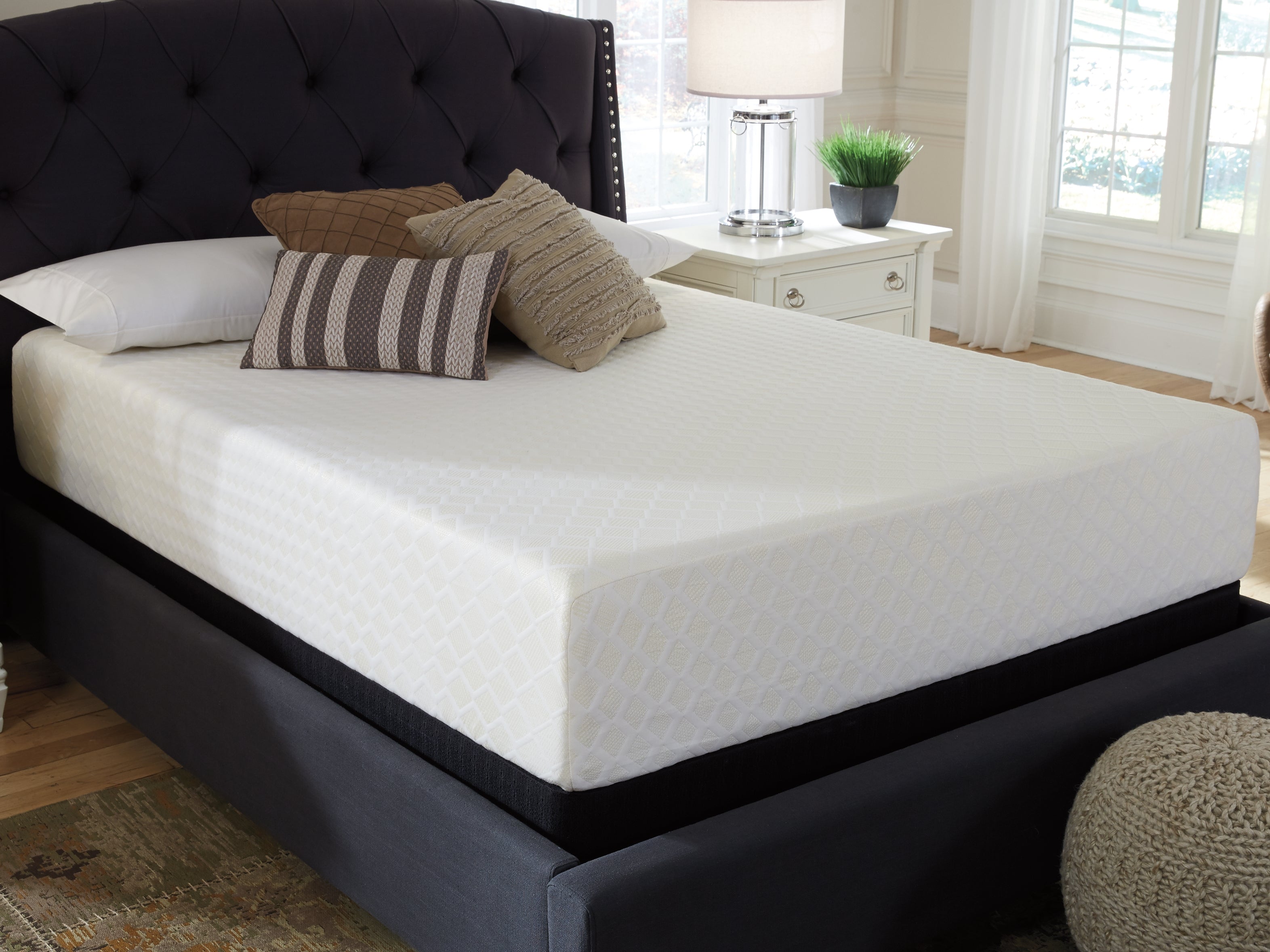Chime 12 Inch Memory Foam King Mattress in a Box with Head-Foot Model Better King Adjustable Base - furniture place usa