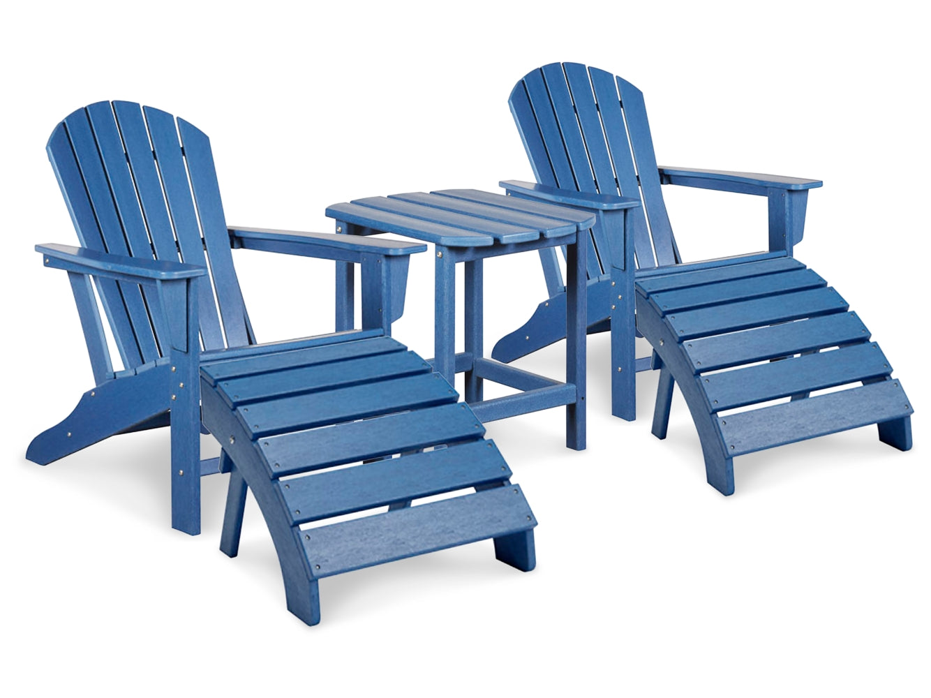 Sundown Treasure 2 Outdoor Adirondack Chairs and Ottomans with Side Table - furniture place usa