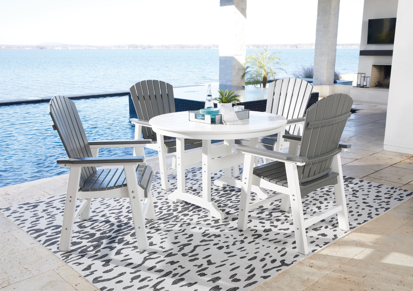 Crescent Luxe Outdoor Dining Table and 4 Chairs - PKG013809 - furniture place usa