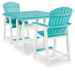 Eisely Outdoor Counter Height Dining Table and 2 Barstools - furniture place usa