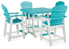 Eisely Outdoor Counter Height Dining Table and 4 Barstools - furniture place usa