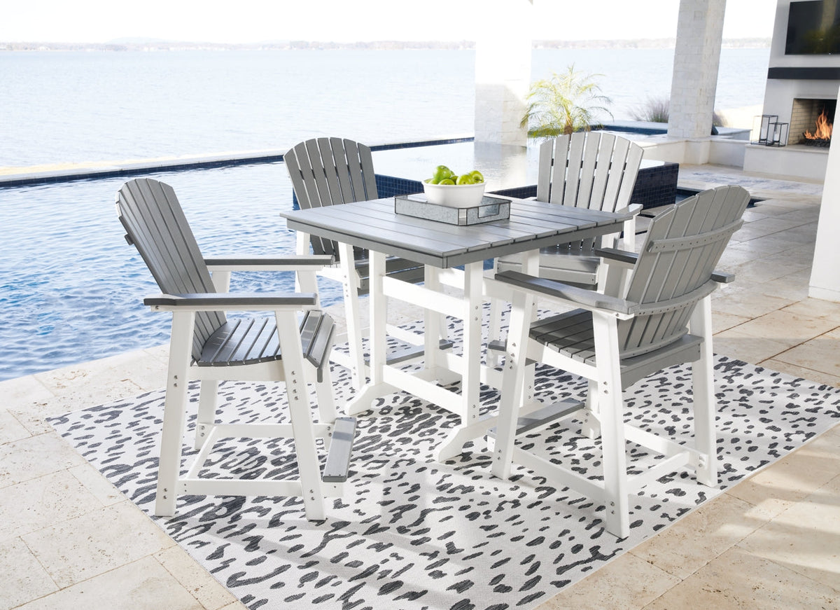 Transville Outdoor Counter Height Dining Table and 4 Barstools - PKG013814 - furniture place usa