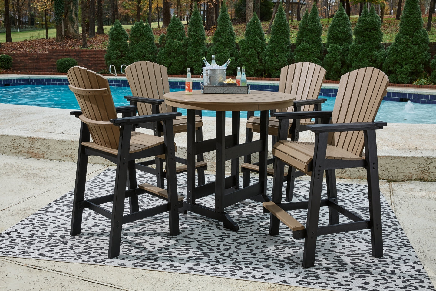 Fairen Trail Outdoor Bar Table and 4 Barstools - PKG009513 - furniture place usa