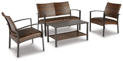 Zariyah Outdoor Love/Chairs/Table Set (Set of 4) - furniture place usa